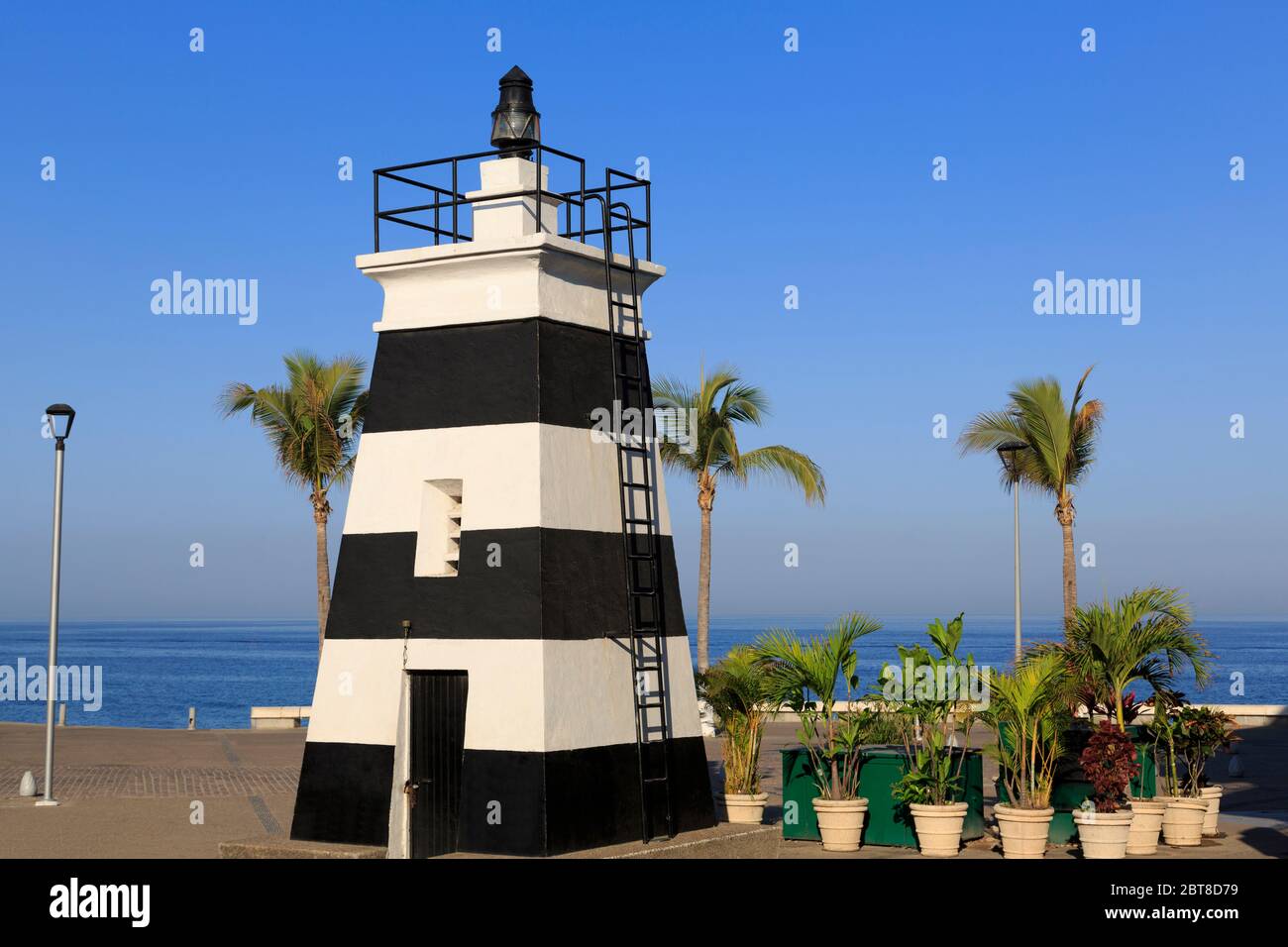 Front Range Lighthouse, Malecon, Puerto Vallarta, Jalisco State, Mexico Stock Photo