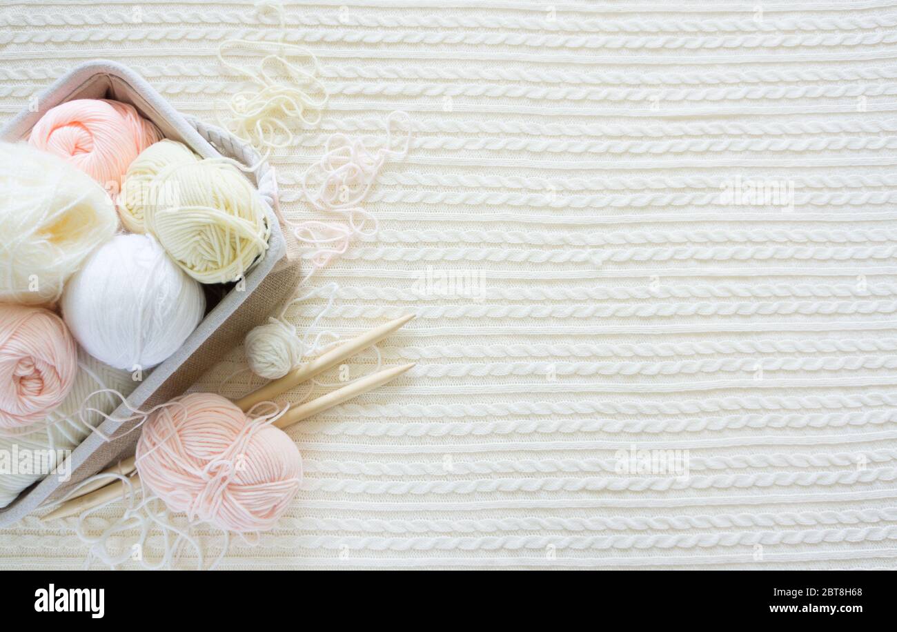 Neutral beige yarn for knitting is in the basket. Woolen warm so Stock  Photo by ©dalivl@yandex.ru 253954778