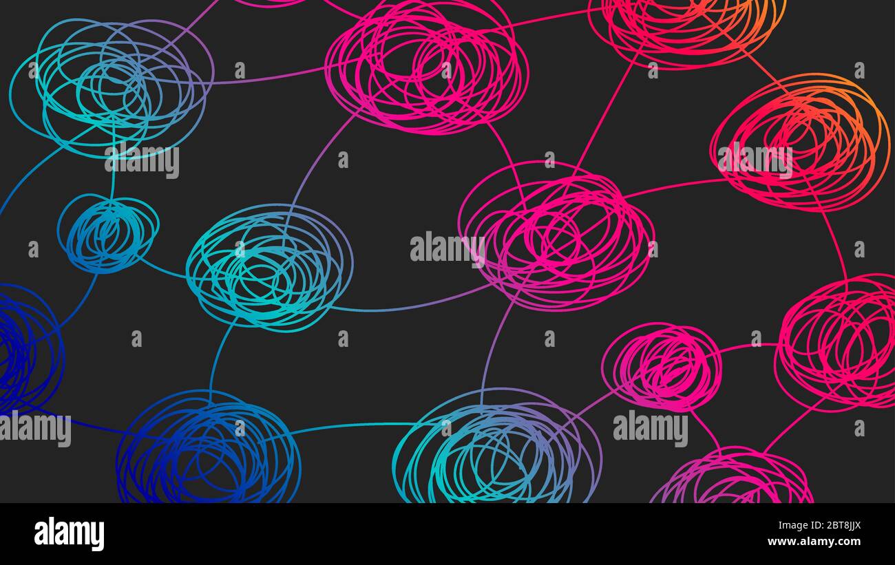 Mind map background. Pattern with tangled tangles. Idea of brainstorm, creative. Backdrop for website Stock Vector