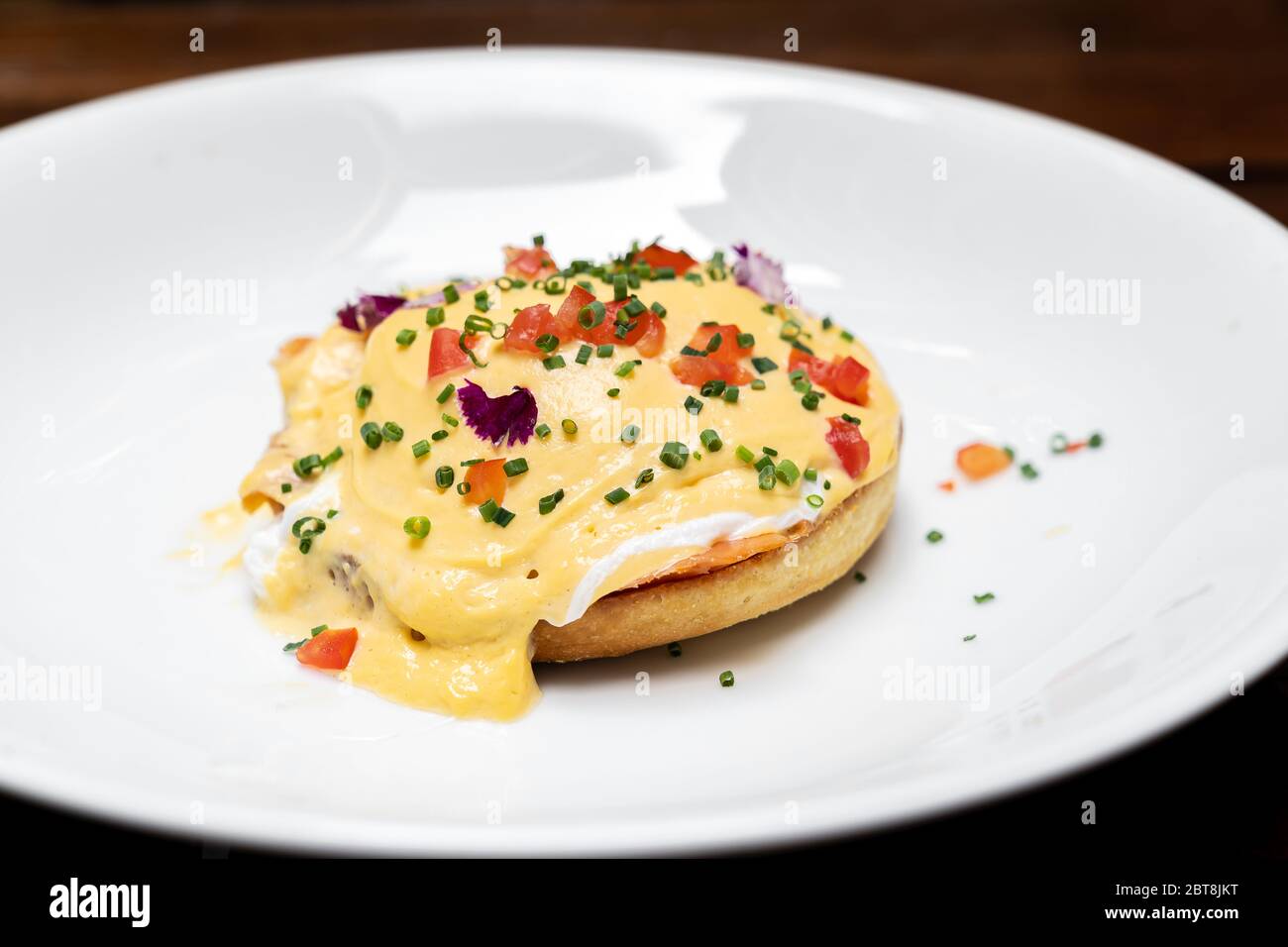 Egg benedict, Poached Egg Royal with Smoked Salmon and Tomato