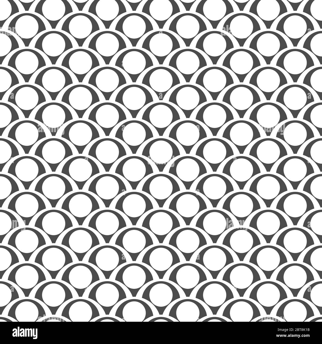 Seamles black and white pattern with circles. Mermaid tail blue backround. Vector flat illustration Stock Vector