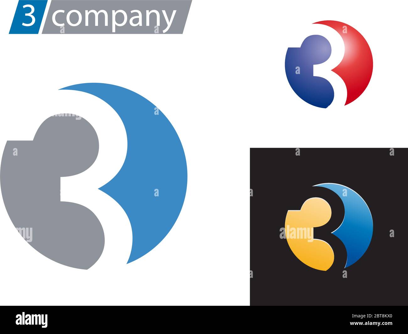Vector sign spherical number 3 Stock Vector