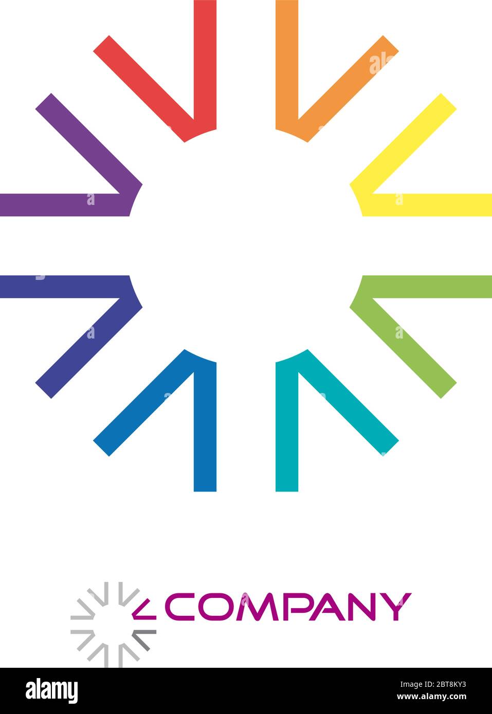 Vector sign abstract rainbow sun Stock Vector