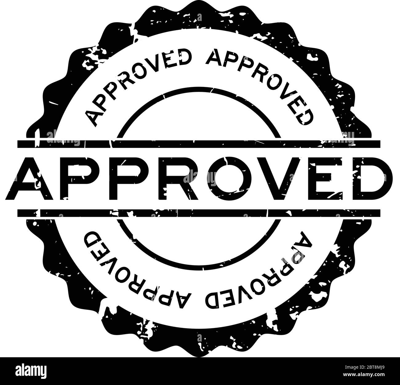 Grunge black approved word round rubber seal stamp on white background ...