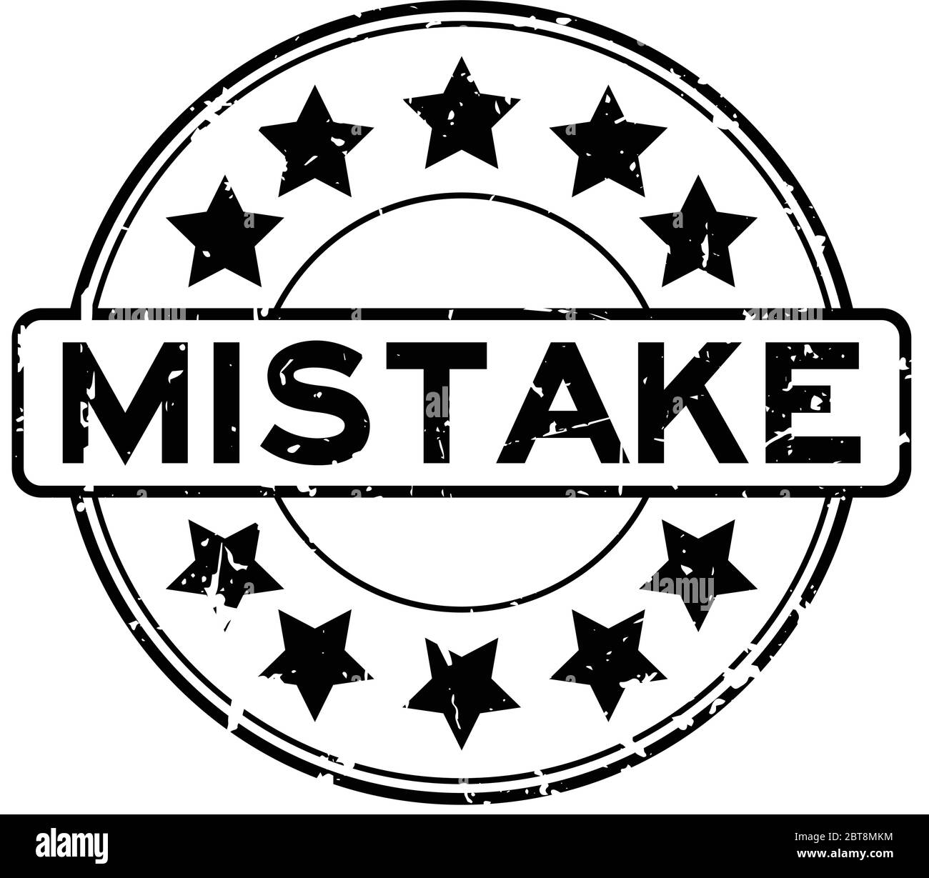 Grunge black mistake word round rubber seal stamp on white background Stock Vector