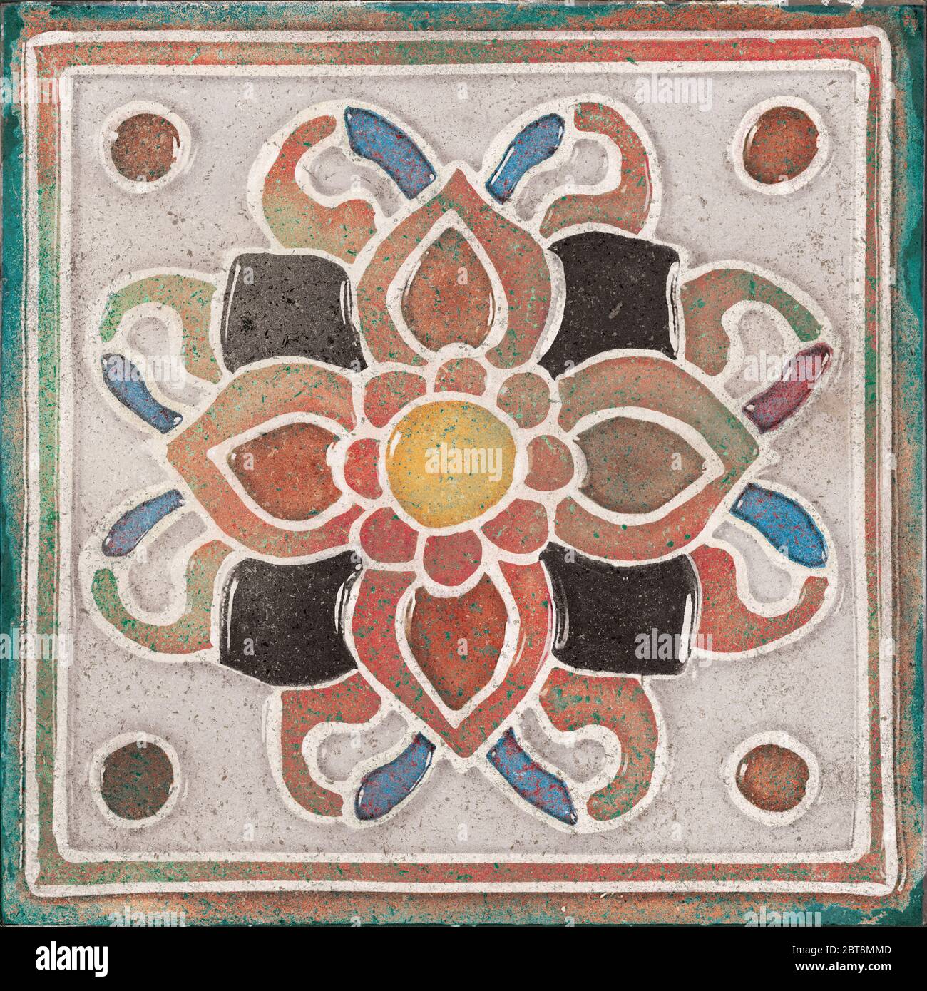 Ceramic mosaic tile with Moroccan pattern, ceramic decoration tile Stock Photo