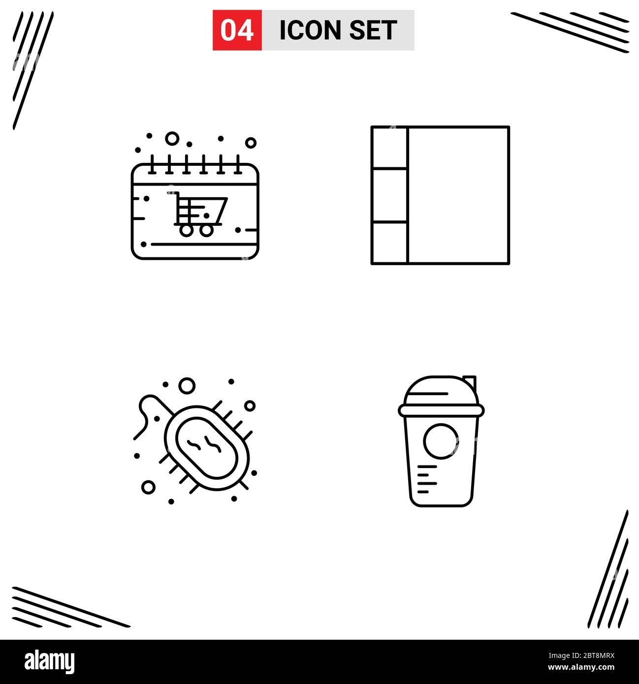 Set of 4 Modern UI Icons Symbols Signs for vacuum eye cable