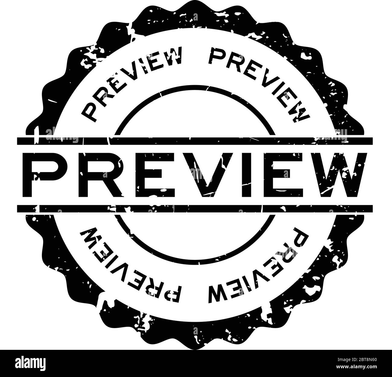 Grunge black preview word round rubber seal stamp on white background Stock Vector