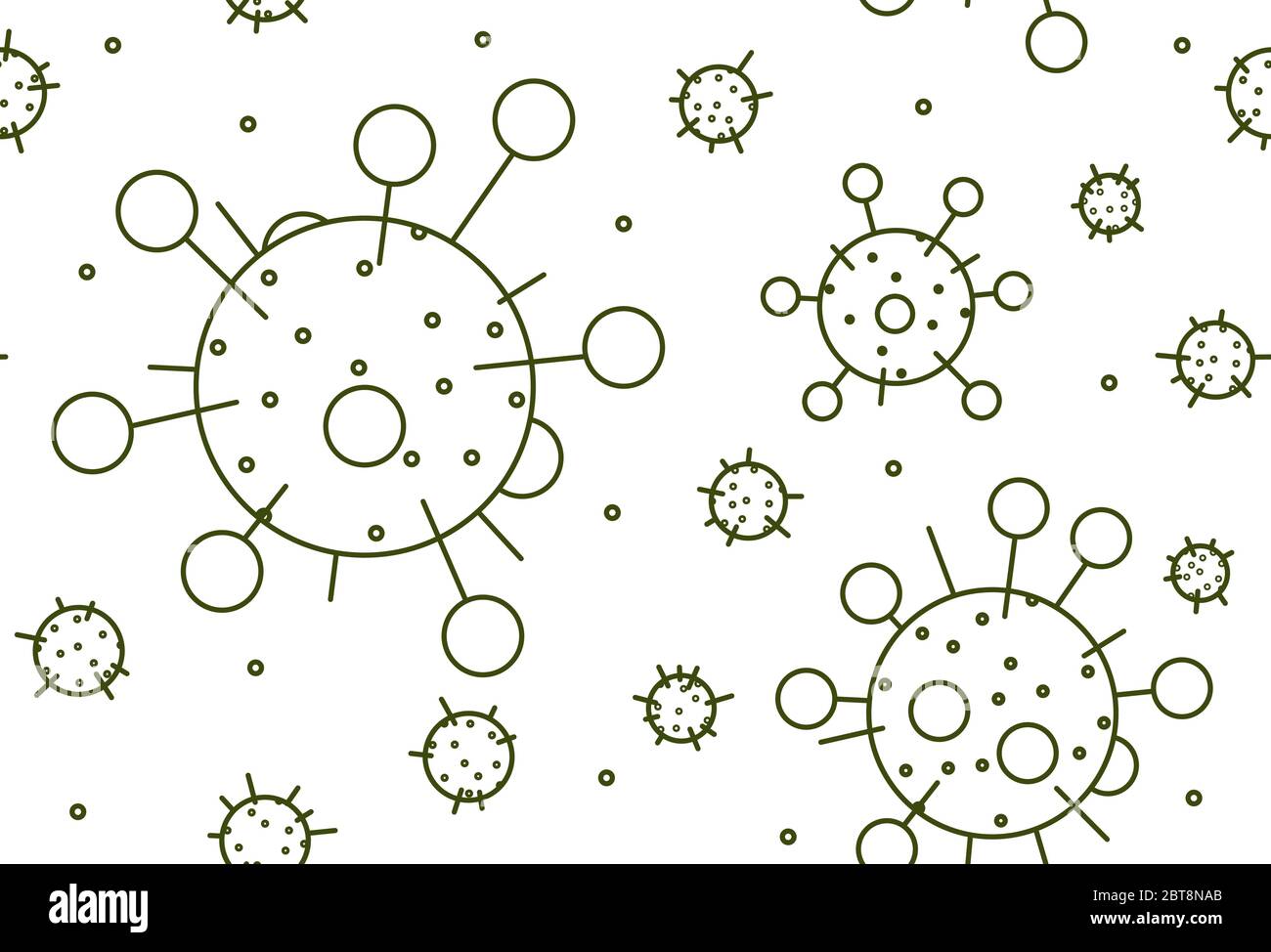 Seamless pattern with virus units on the white background. Vector illustration Stock Vector