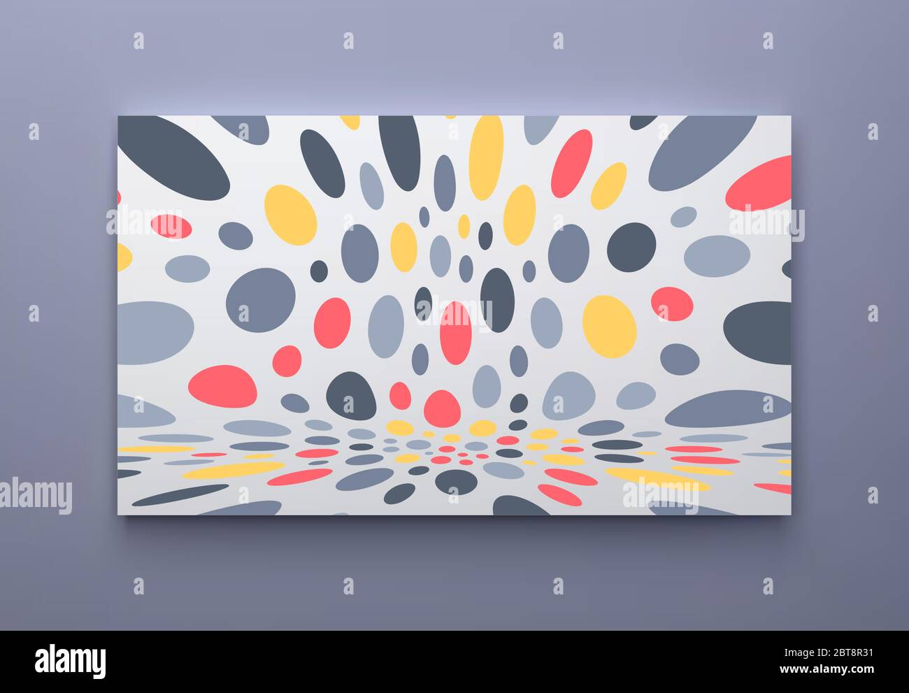 Abstract background with color circles. Chaotic particles in empty space. Dynamic vector illustartion. Stock Vector