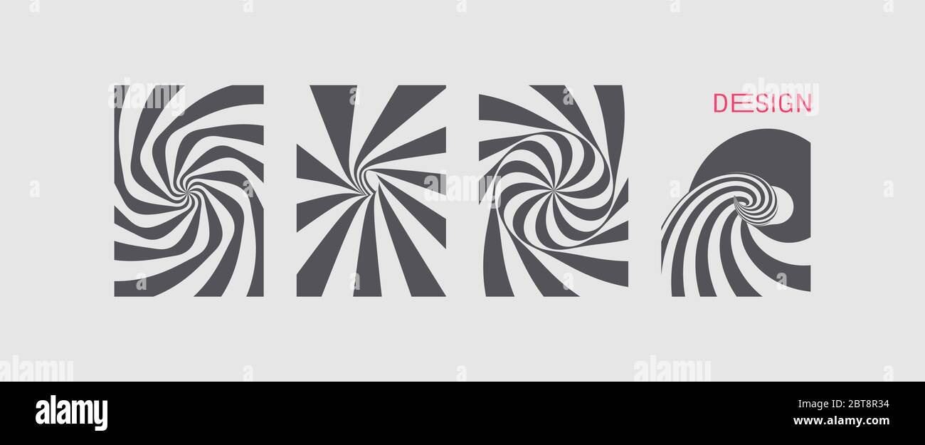 Pattern with optical illusion. Black and white design. Abstract striped background. Vector illustration. Stock Vector