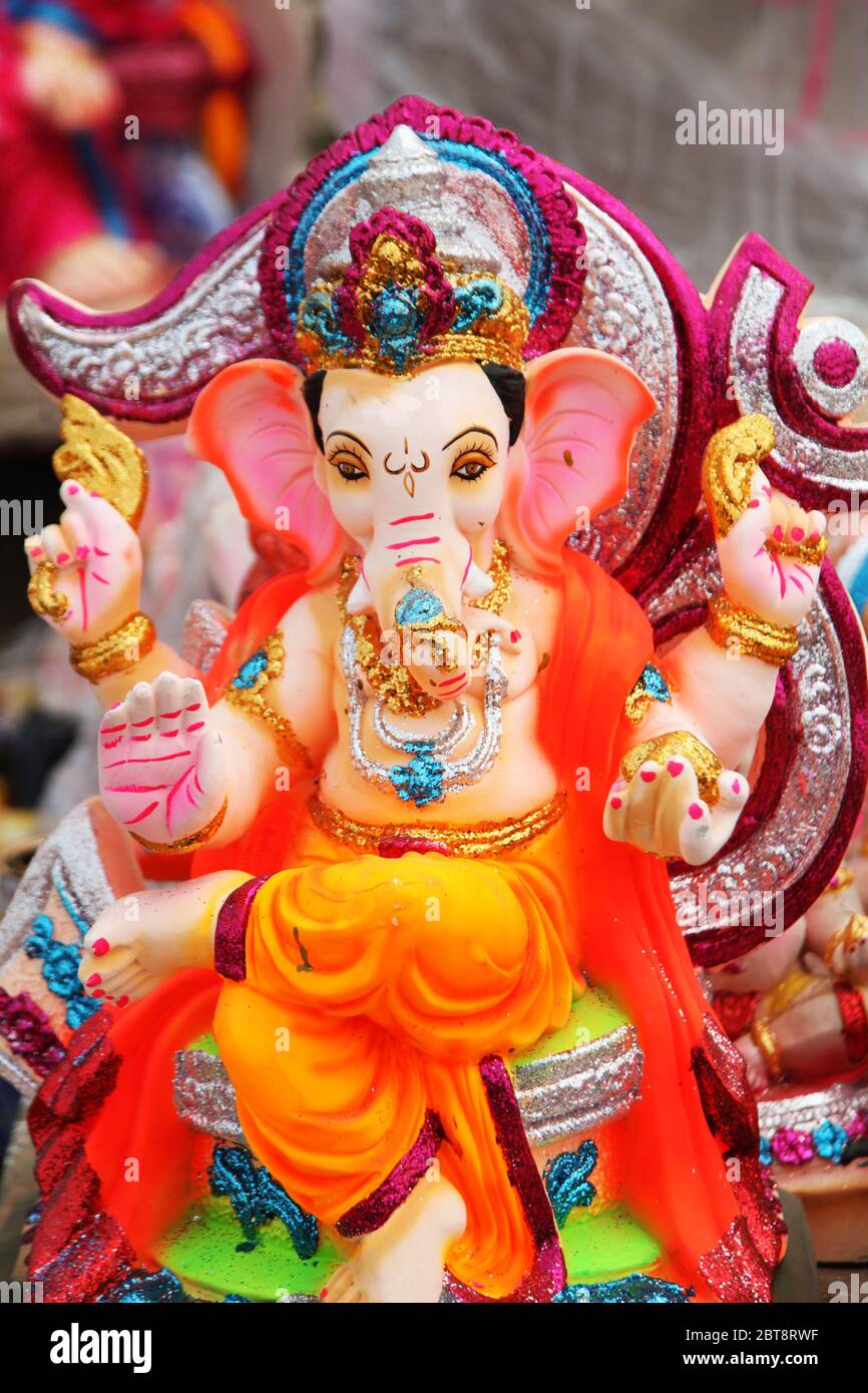 Big Ganesha statue, Close-up - idol of Lord Ganesha, Hindu God Ganesha, Ganesha Colorful Idol, Indian Culture. India, Asia (Photo © Saji Maramon) Stock Photo
