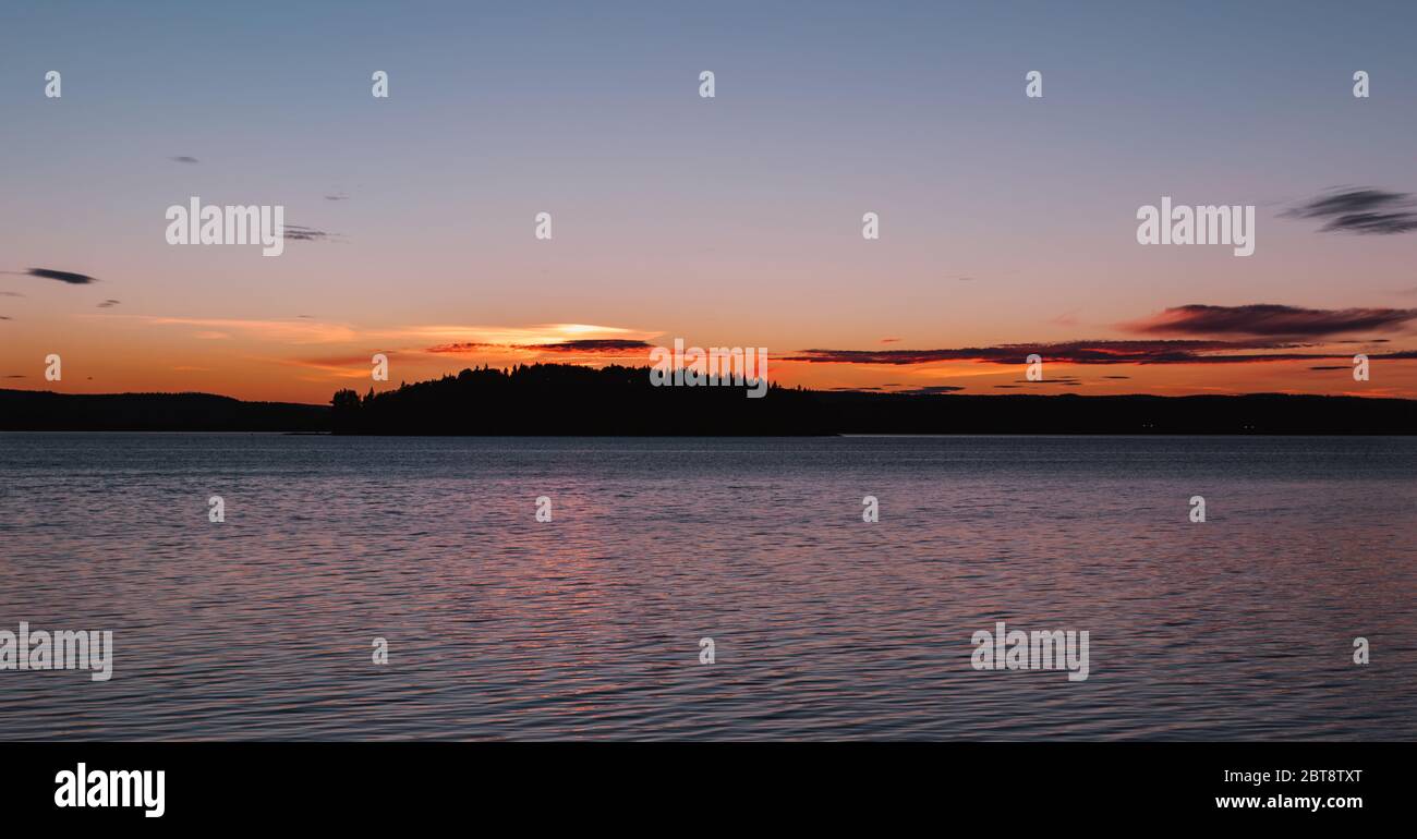 Beautiful sunset by the Lake Vikern in summer, Gyttorp, Örebro Sweden Stock Photo