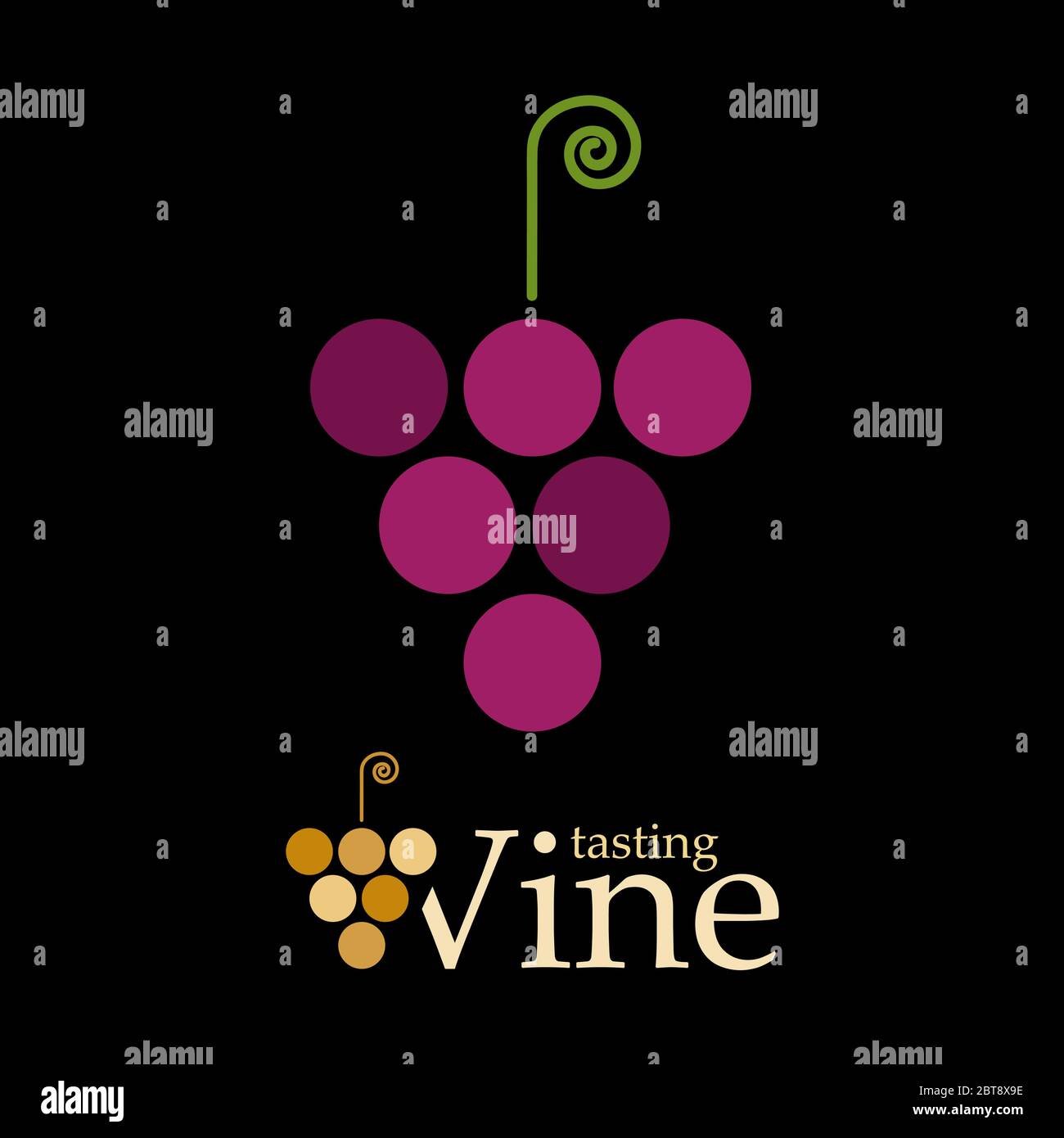 Vector logo wine tasting with grapes and golden text on black ...