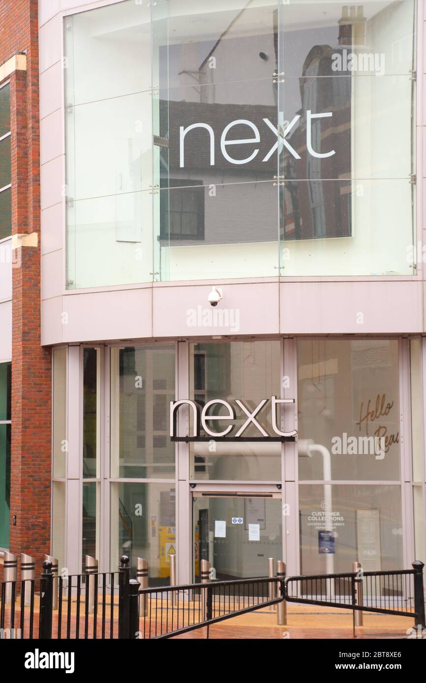 Closed Next shop in Broad Street during Coronavirus lockdown, Reading, UK Stock Photo