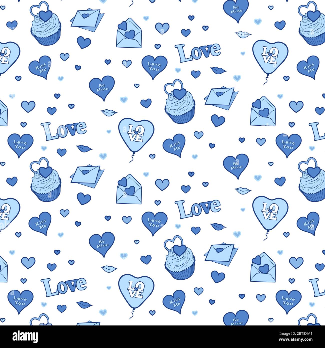 Happy valentines day colourful seamless pattern. Vector Stock Vector