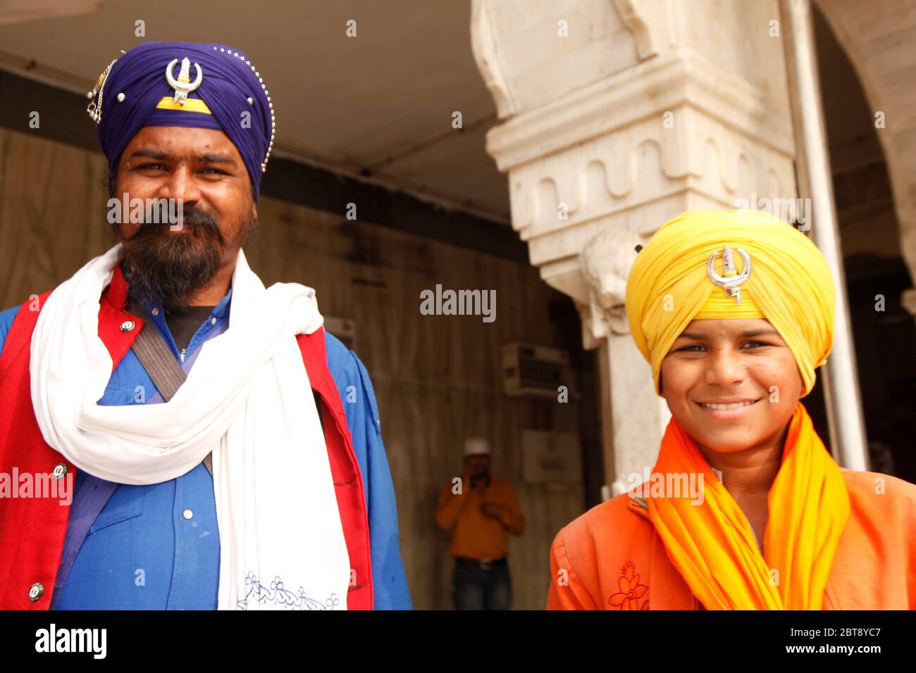 Portrait of a Sikh man, Portrait of Indian Sikh man in turban with bushy, New Delhi, India. Asia (Photo Copyright © Saji Maramon) Stock Photo