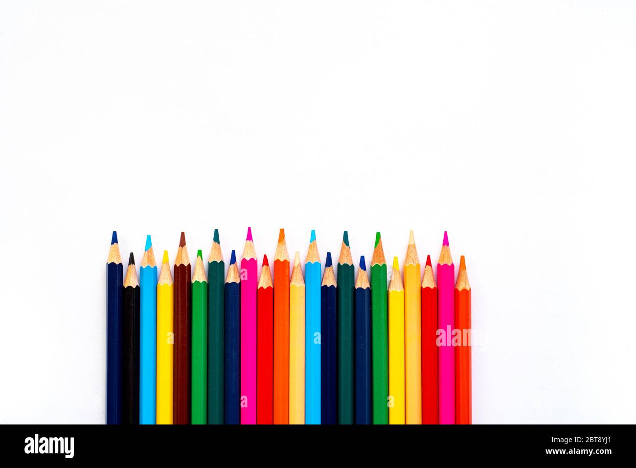 Colour pencils isolated on white background close up Stock Photo
