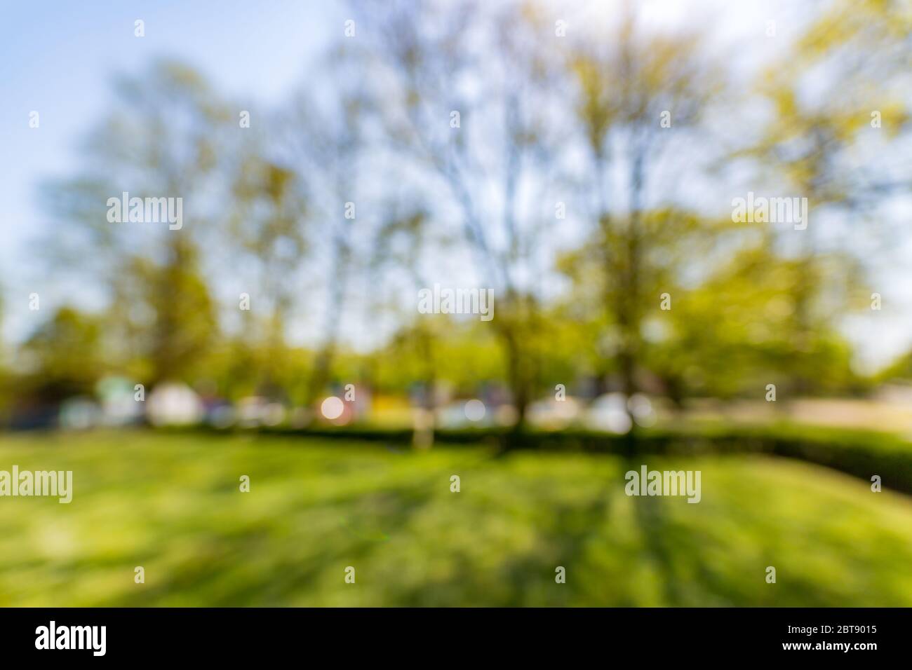 Blur park with sun light abstract background. Stock Photo