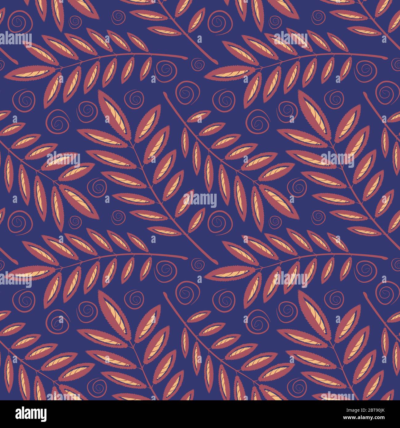 Square, seamless pattern, leaf pattern. Background for site or blog, textiles, packaging, interior drawing, wallpaper Stock Vector