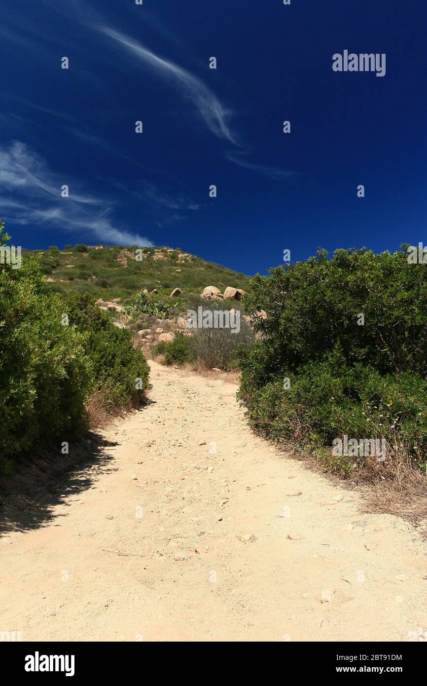 Path on the Sardinian hills Stock Photo