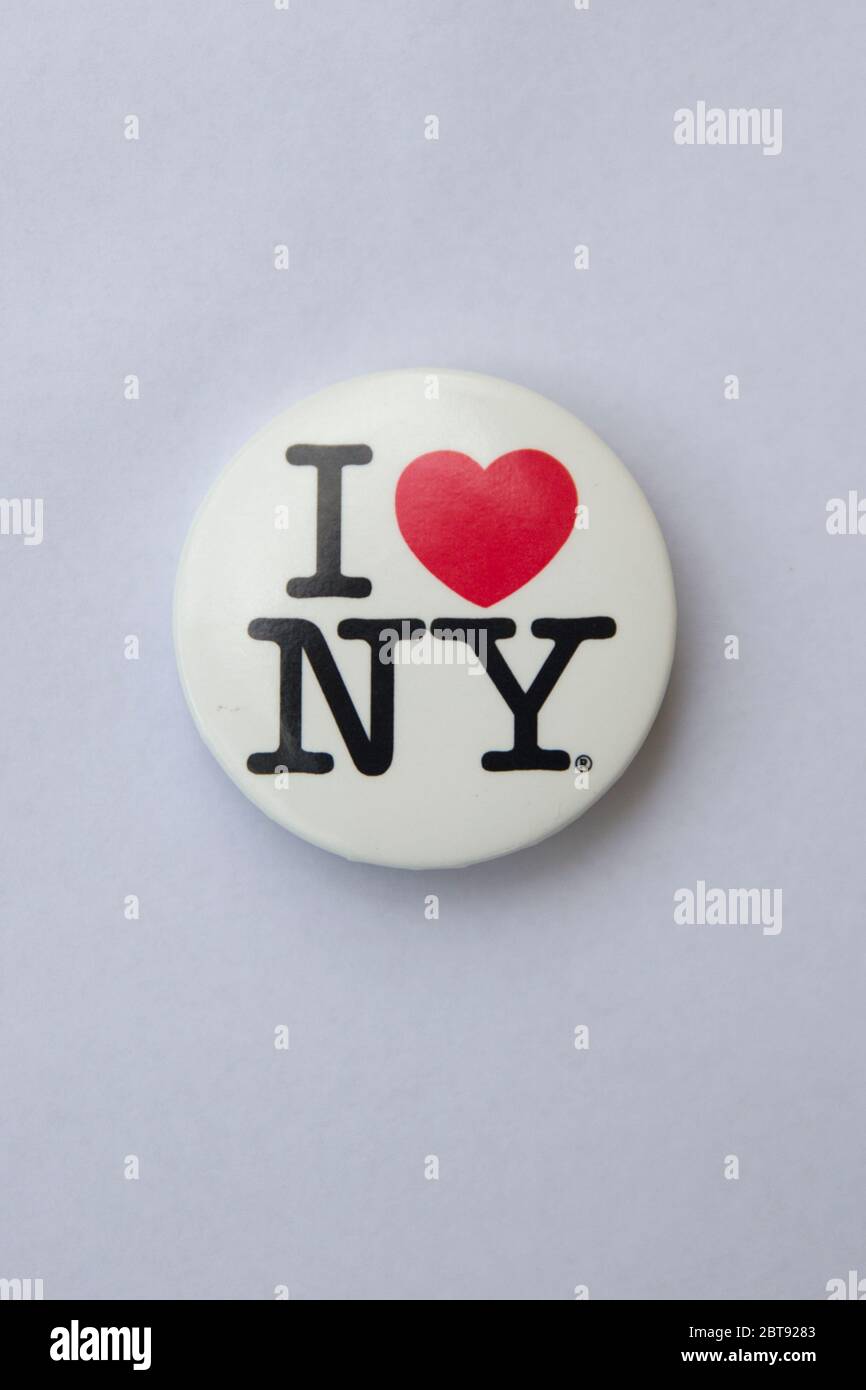 I love NY logo on a badge Stock Photo