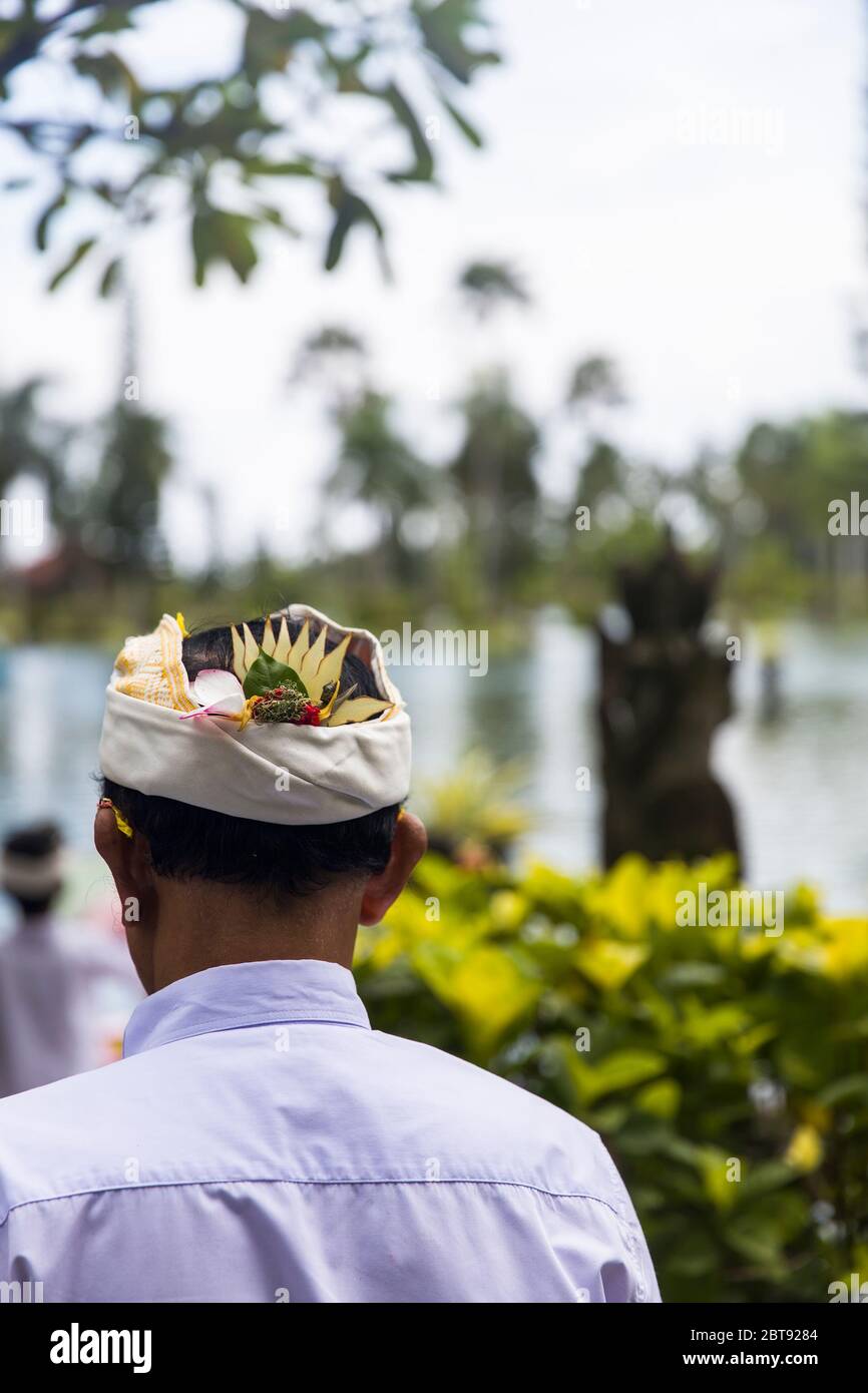 BALI, INDONESIA - JANUARY 27, 2019: Unidentified poeple at Tirta Gangga water palace at Bali, Indonesia. It is a former royal palace in eastern Bali, Stock Photo
