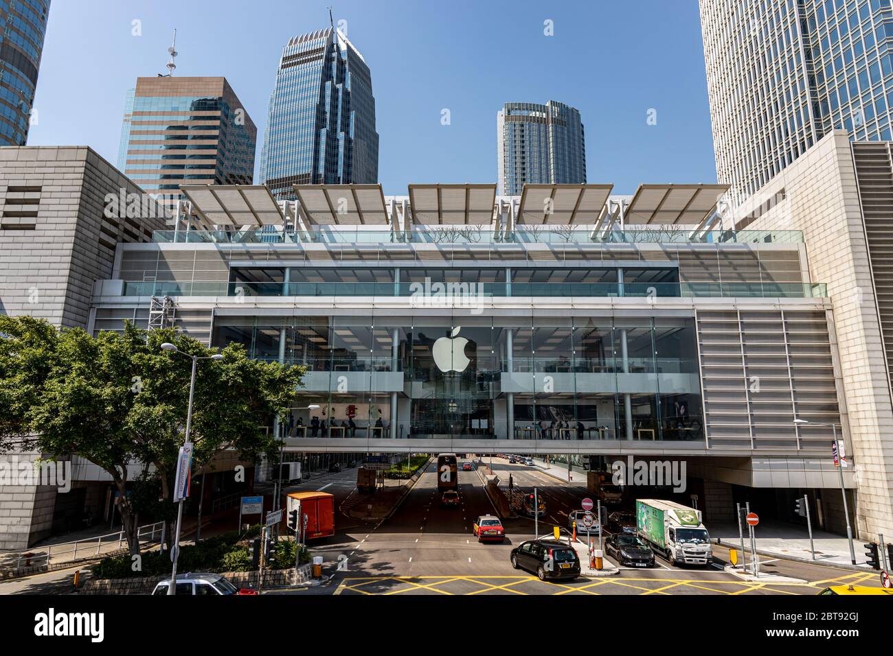 Central, Hong Kong  - February 22, 2020 : Apple store of IFC mall of Hong Kong at daytime Stock Photo