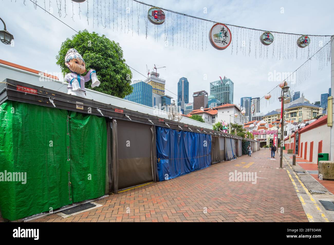 May 2020. Negative scene of shut down business at the empty streets of Chinatown. Singapore. Stock Photo