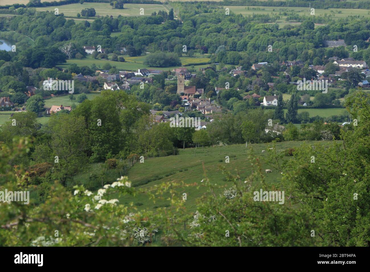 Great Comberton, Worcestershire from Bredon Hill Stock Photo
