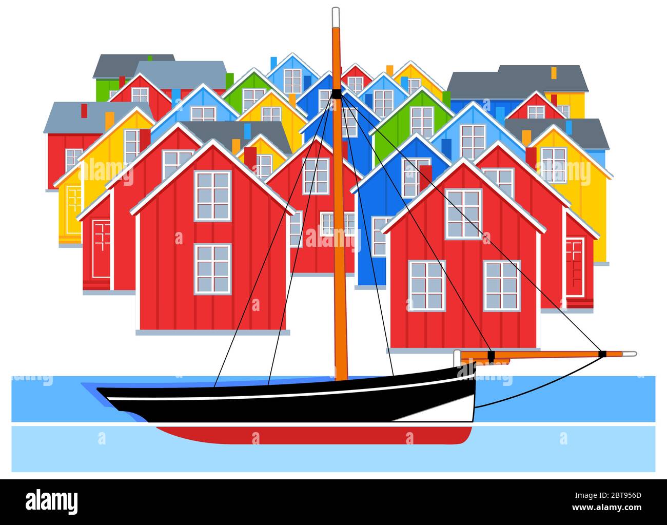 Old cutter in the port Stock Vector