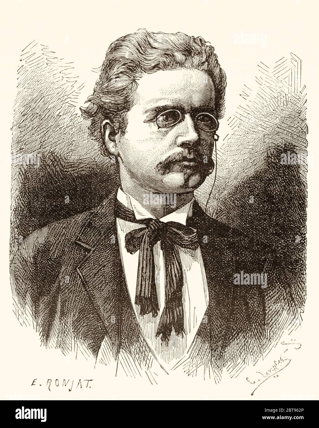 Portrait of Johan Hjalmar Theel (1848 - 1937) was a Swedish university professor and zoologist. Europe, 19th century Old engraving illustration trip to the North Pole, from Novaya Zemlya to Yenisei river by Adolf Erik Nordenskiold 1875 Stock Photo