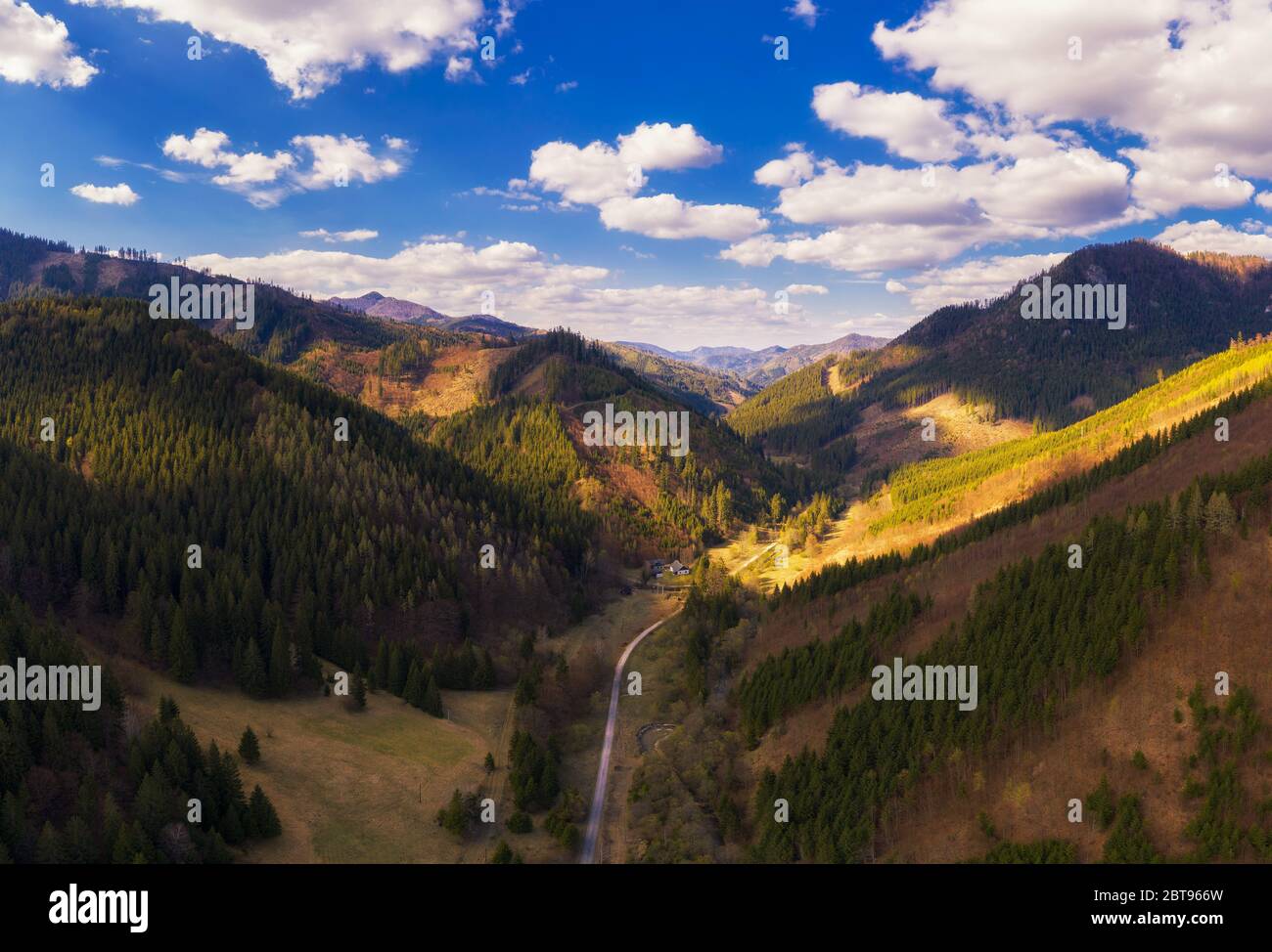 Aerial view of a valley in the Greater Fatra mountains in Slovakia Stock Photo