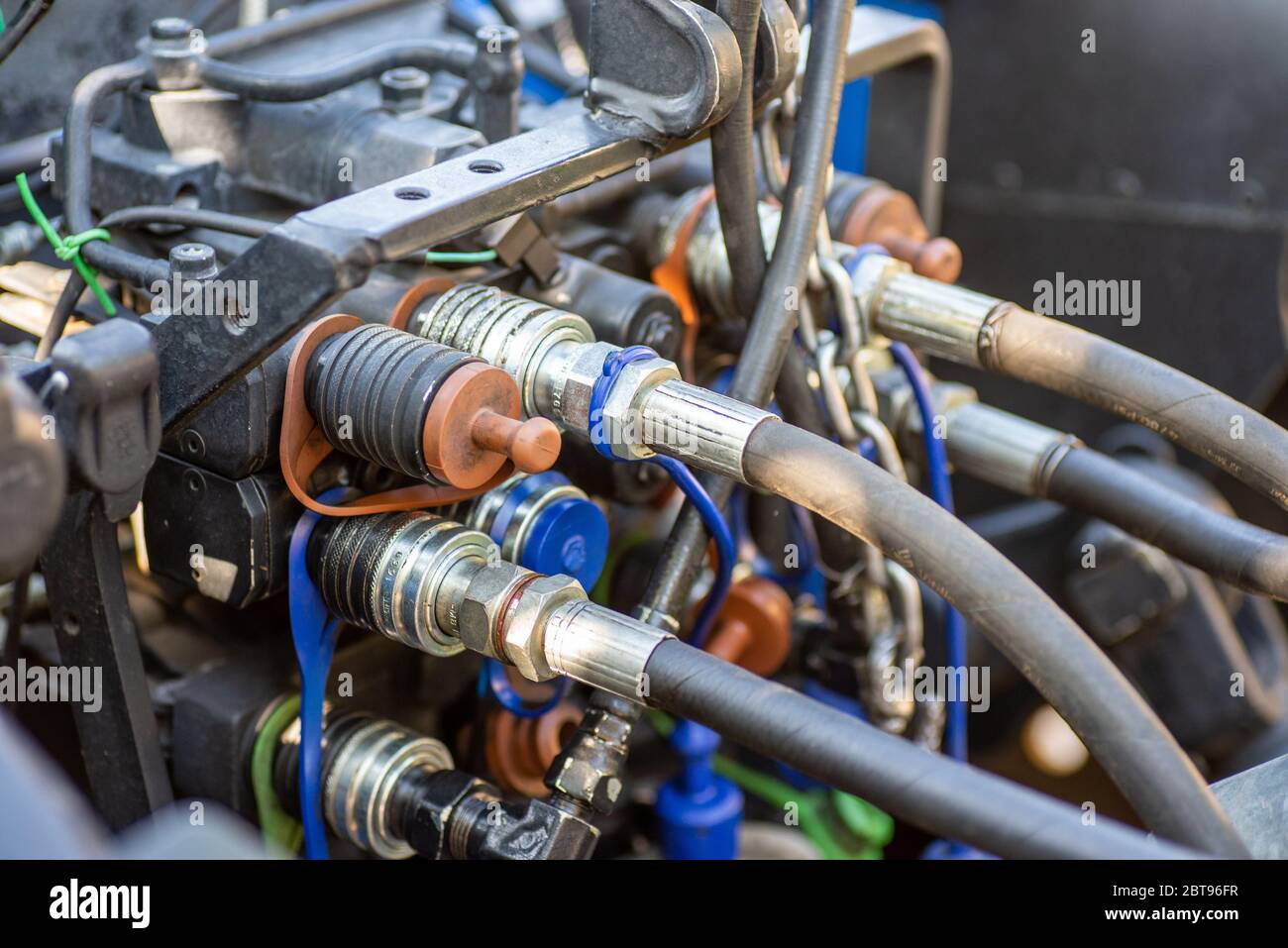 Quick Coupling's Tractor for attaching work tools Stock Photo
