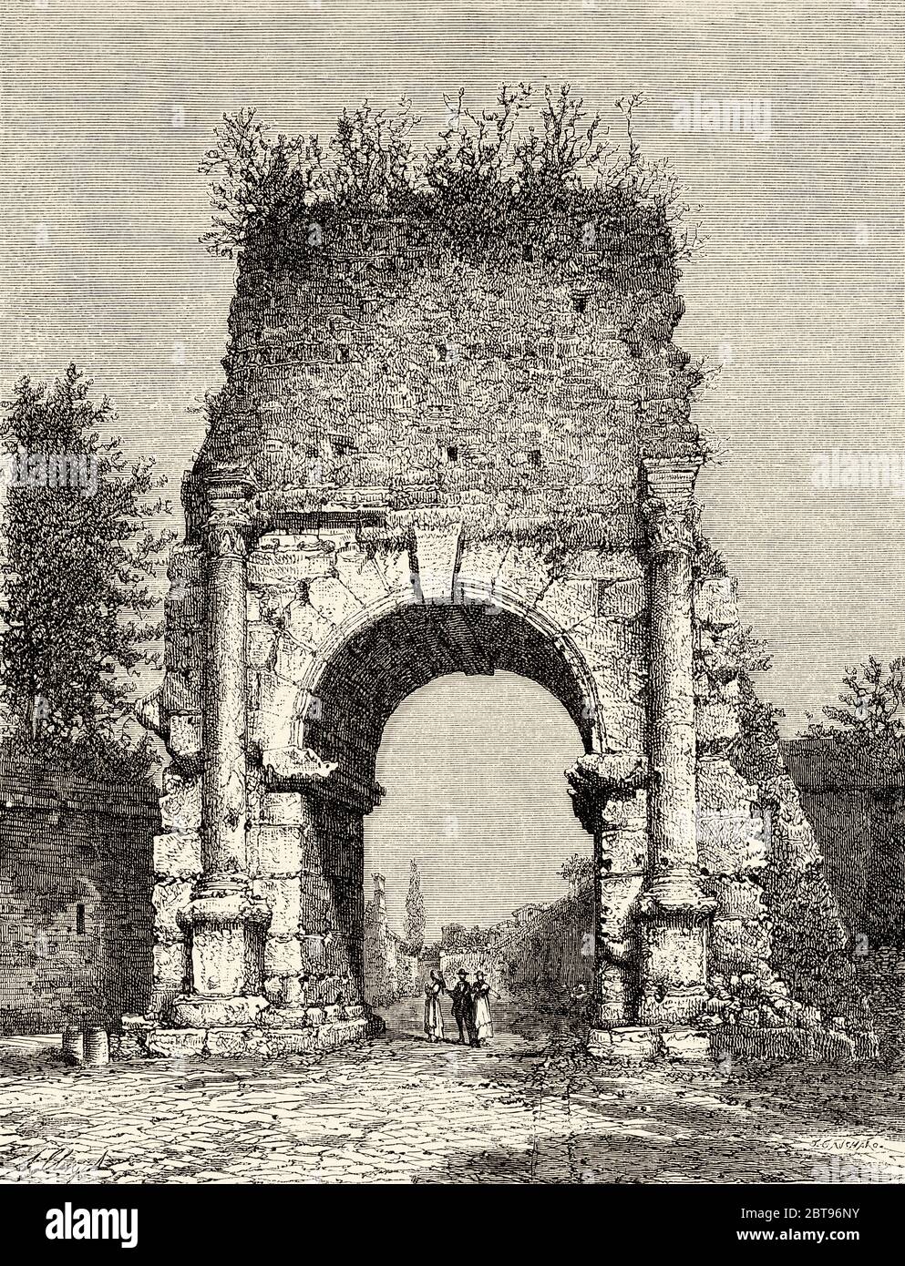 Arch of Drusus, Rome. Italy, Europe. Trip to Rome by Francis Wey 19Th