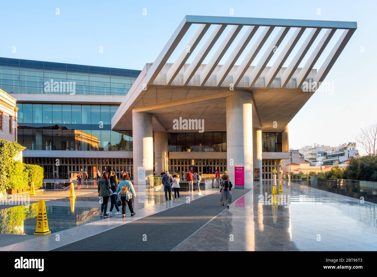 Athens, Attica / Greece - 2018/03/30: Main entrance to Acropolis Museum - Mouseio Akropolis – modernistic archeological museum in ancient old town bor Stock Photo