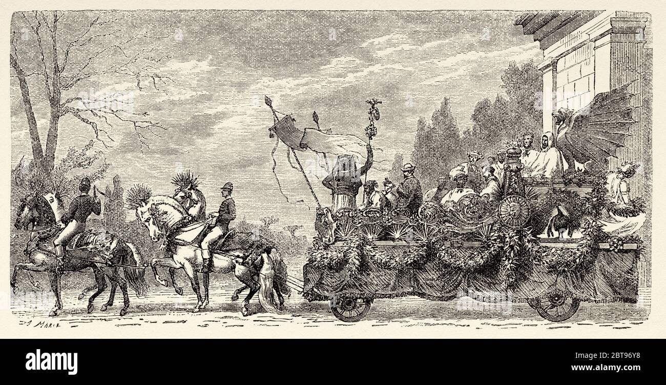 Carnival in Rome, French Academy, Rome. Italy, Europe. Trip to Rome by Francis Wey 19Th Century Stock Photo
