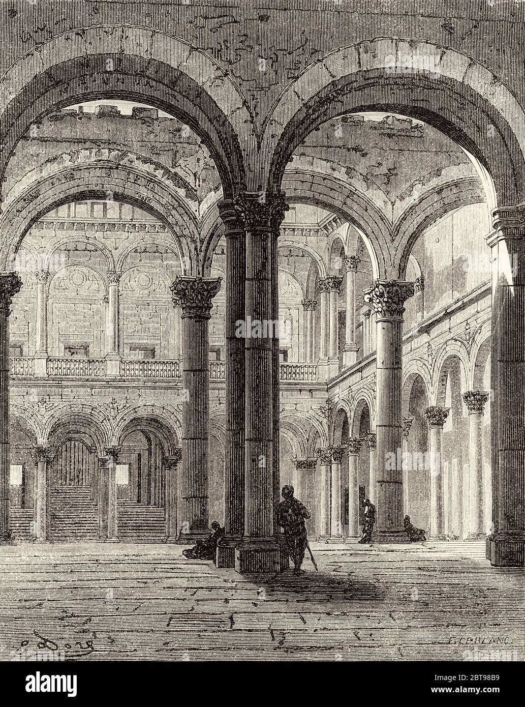 Courtyard of the Alcázar of Toledo. Toledo. Castilla La Mancha. Spain,  Europe. Old 19th century engraved illustration, El Mundo en la Mano 1878  Stock Photo - Alamy