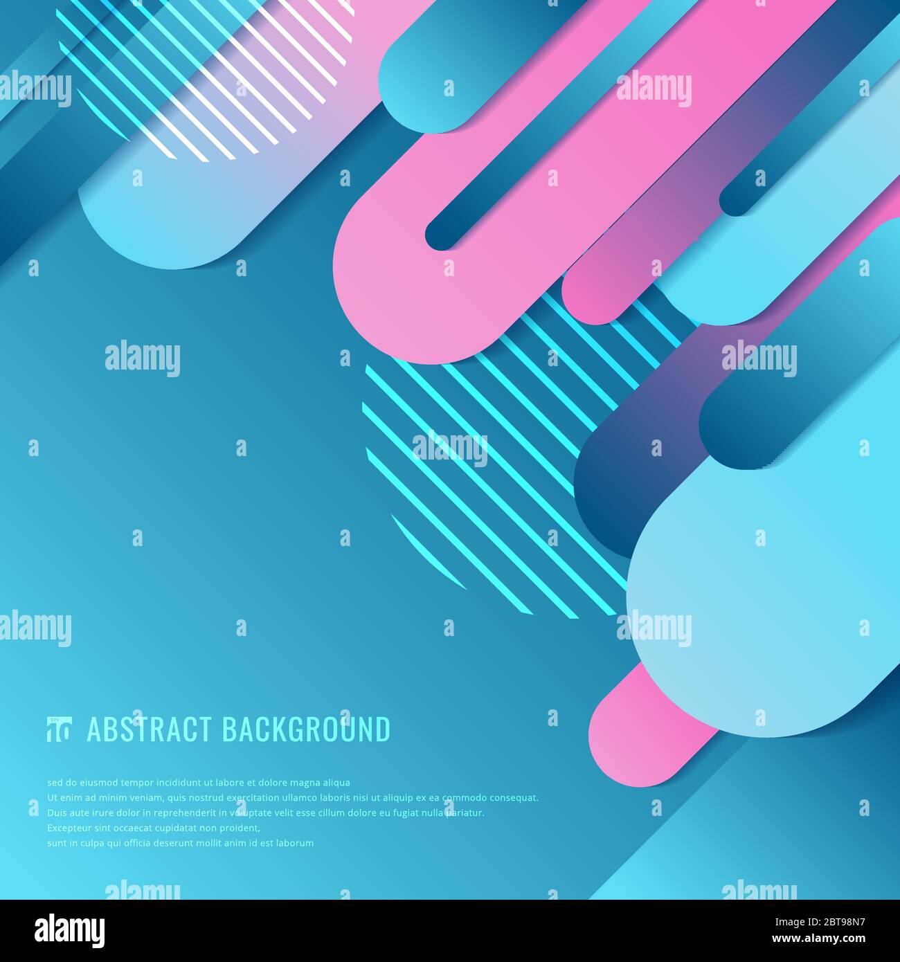 Abstract blue and pink geometric rounded line diagonal dynamic ...