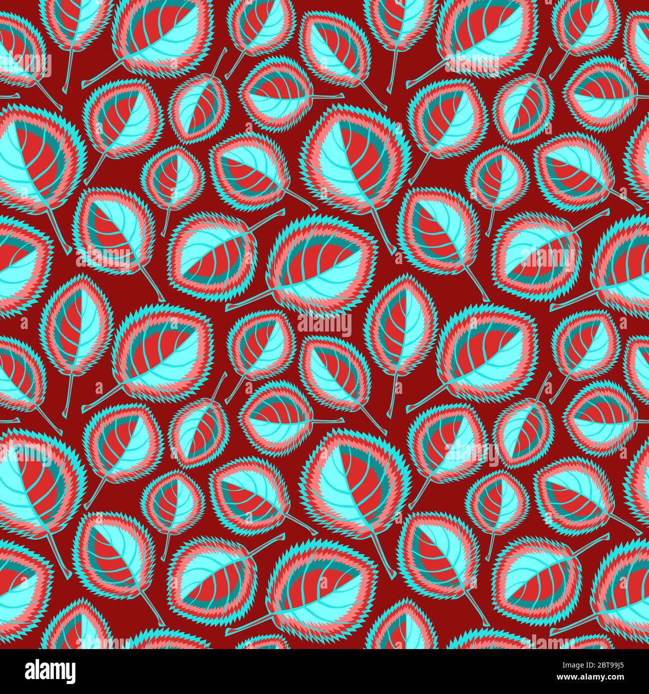 Square, seamless pattern, leaf pattern. Background for site or blog, textiles, packaging, interior drawing, wallpaper Stock Vector