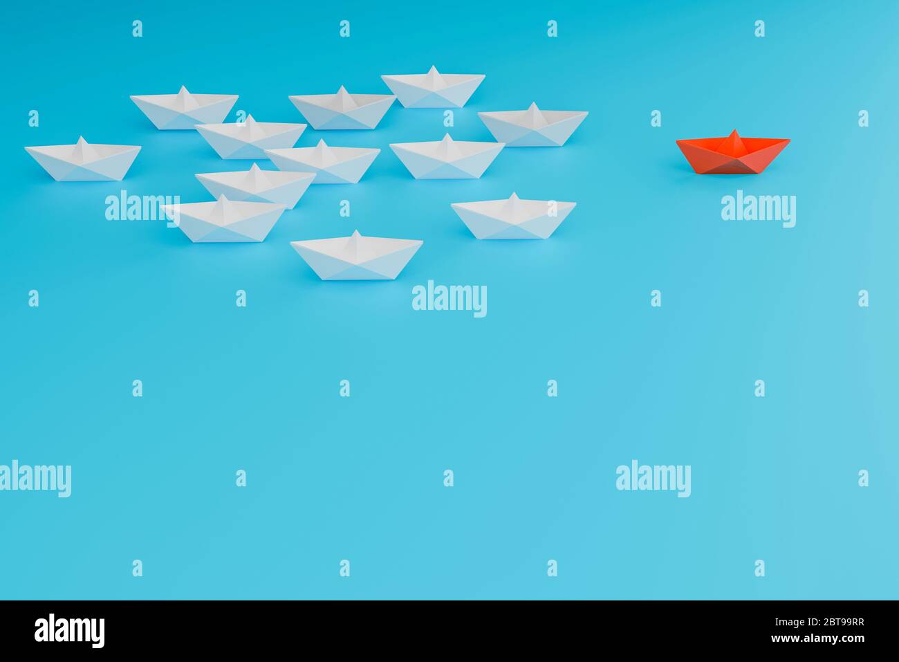 leader ship concept, yellow boat win and success, business success