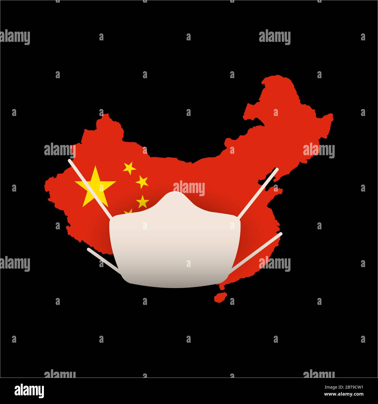 Quarantined China, China on quarantine concept. China map in national