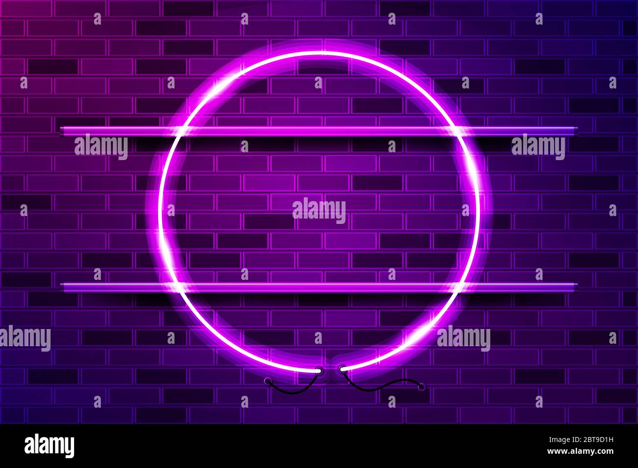 Circle frame glowing neon sign or LED strip light. Realistic ...