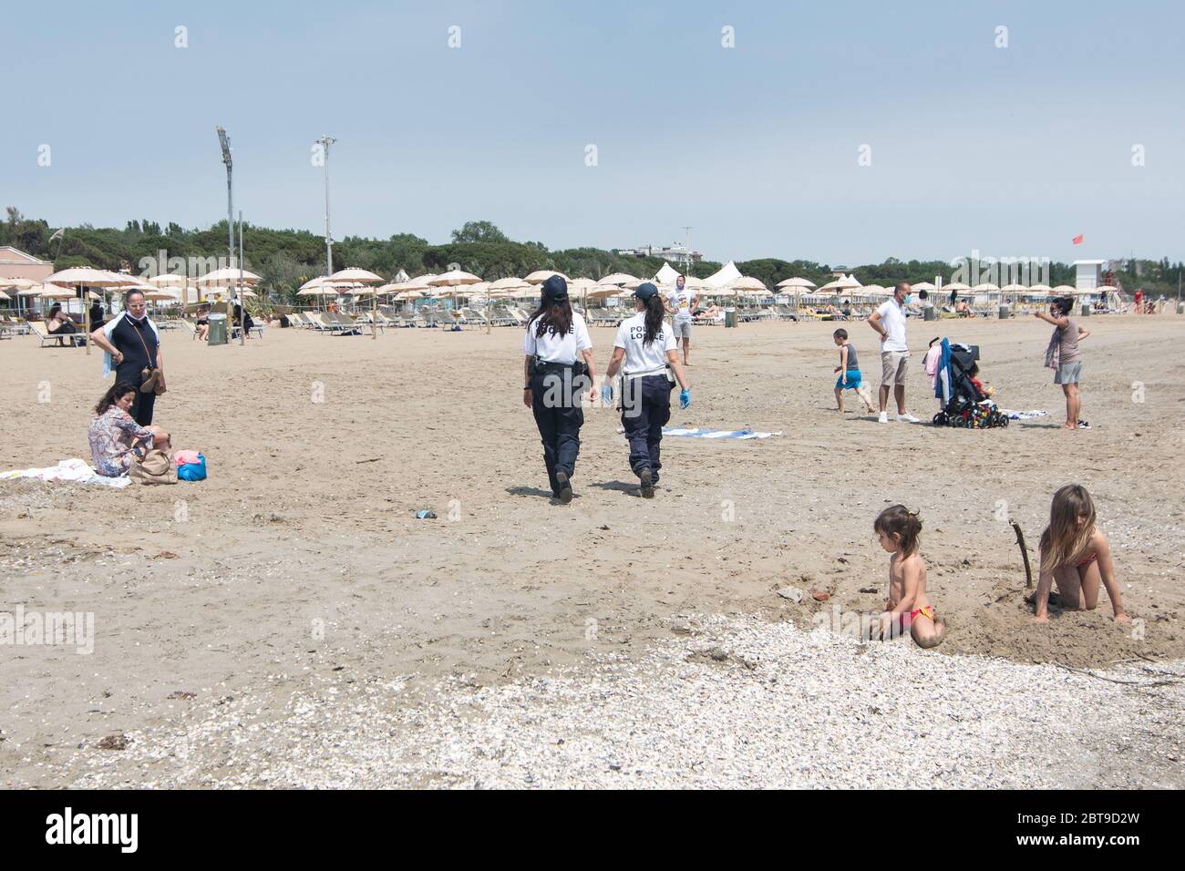 VENICE, ITALY MAYPolice patrol the beach as beaches reopen in Lido