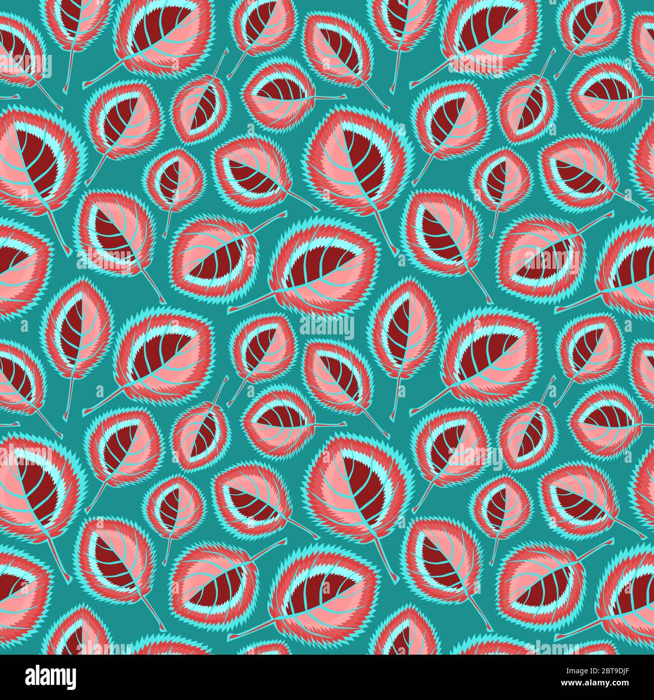 Square, seamless pattern, leaf pattern. Background for site or blog, textiles, packaging, interior drawing, wallpaper Stock Vector