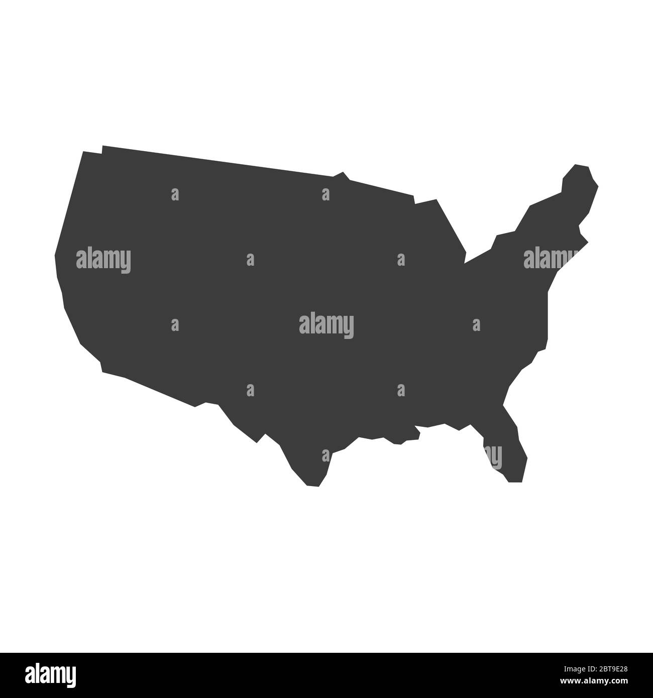 Simple US map black silhouette isolated on white Stock Photo - Alamy