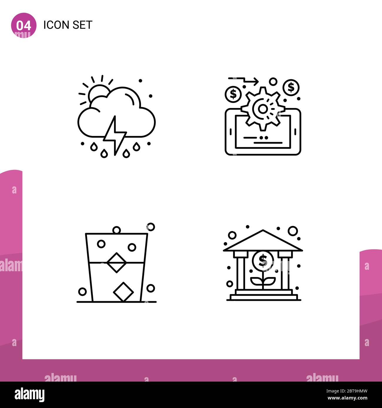 Mobile Interface Line Set Of 4 Pictograms Of Cloud Drink Weather Online Evaluation Party Editable Vector Design Elements Stock Vector Image Art Alamy