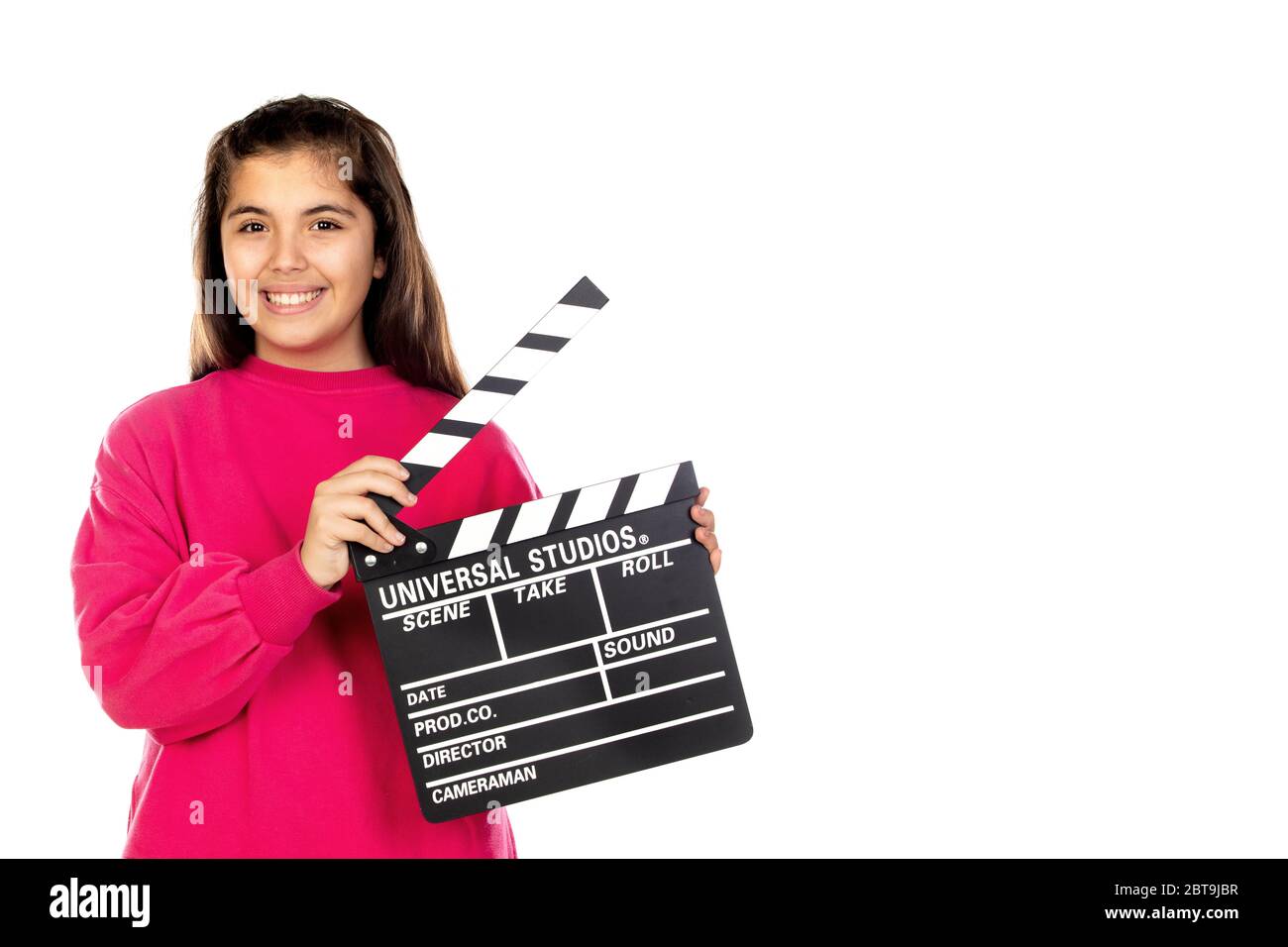 Adorable young girl isolated on a white background Stock Photo - Alamy
