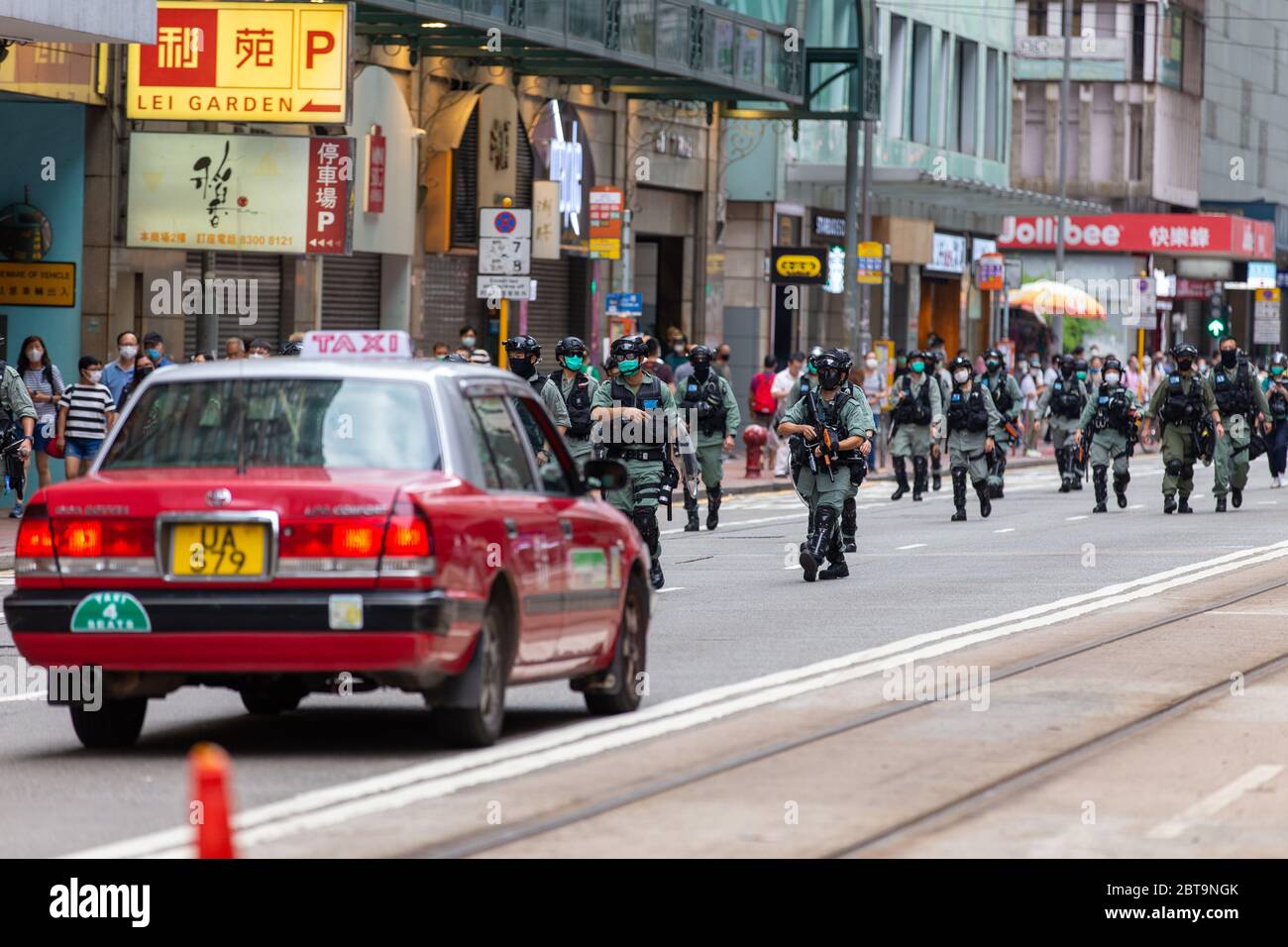 Hong Kong, 24th May 2020.HK Police moving through the city .Credit: David Ogg / Alamy Live News Stock Photo