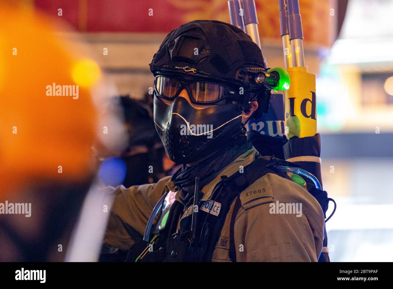 Hong Kong, 24th May 2020. Hk Police officer. Credit: David Ogg / Alamy Live News Stock Photo